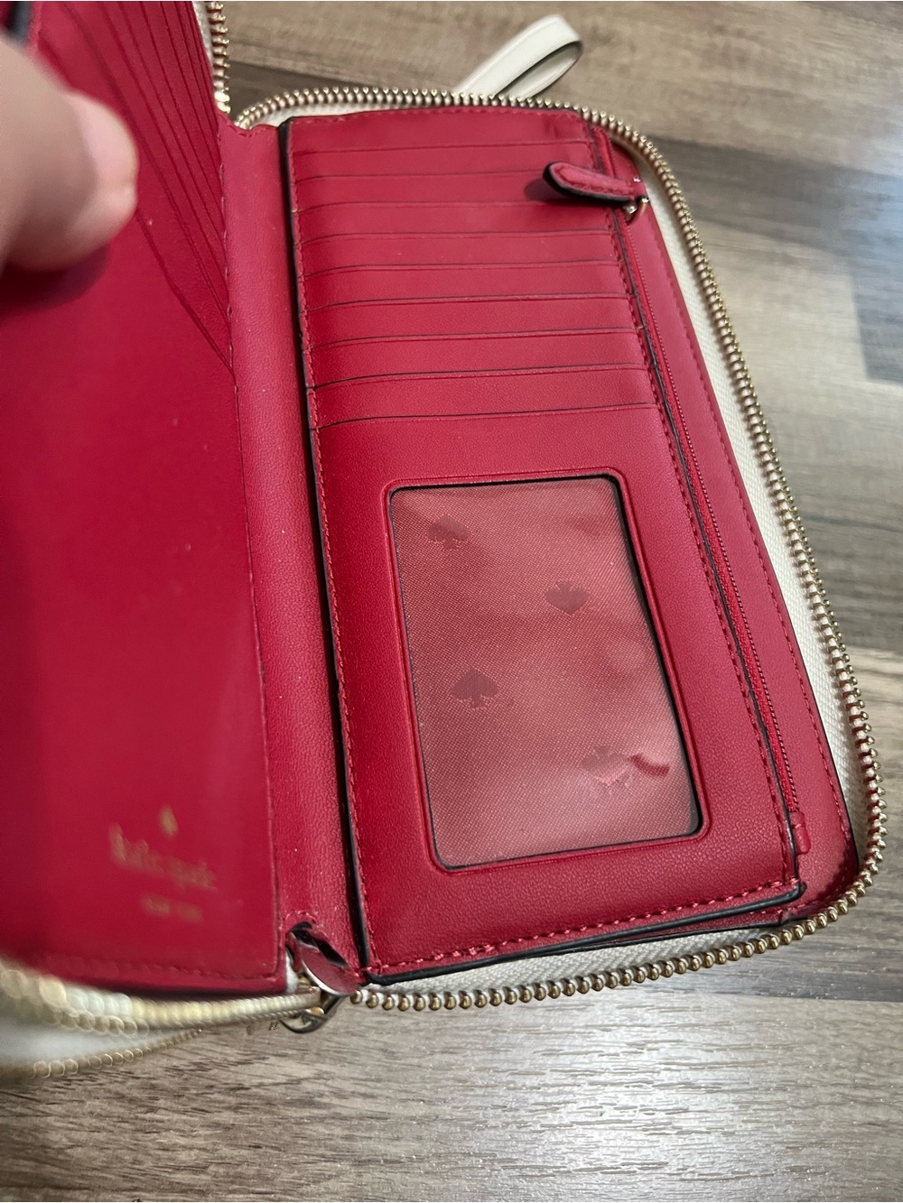kate spade cream wristlet with red ladybug print - Picture 8 of 11